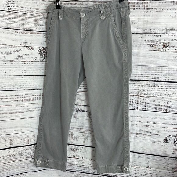 Eddie Bauer pants Womens size 4 bermuda Y2K cropped shaw corduroy gray Pockets - Picture 1 of 8
